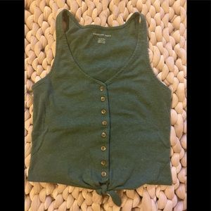 Forest green button down American eagle tank